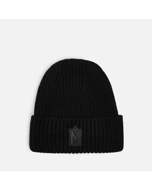 Mackage Black Jude M Logo-patched Rib-knitted Beanie for men