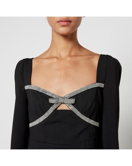 Self-Portrait Black Diamante-Embellished Crepe Mini Dress
