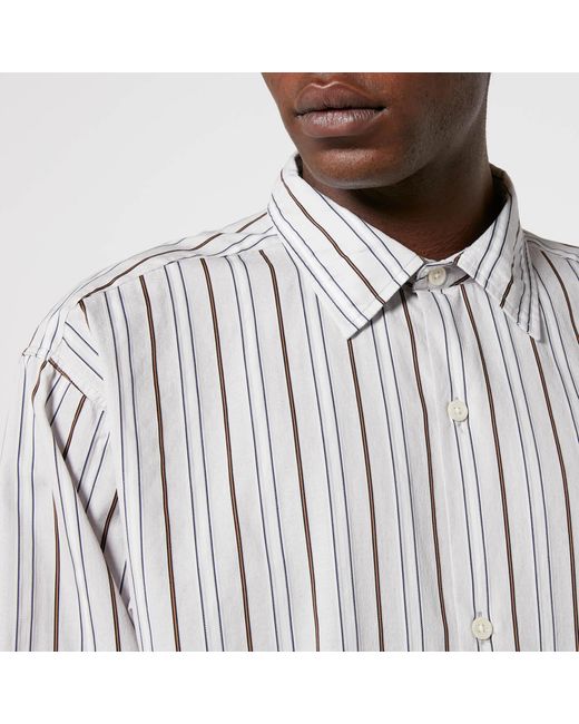 mfpen White Generous Pinstripe Organic Cotton-Poplin Shirt for men