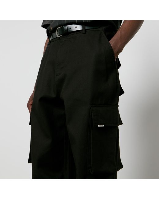 Represent Black Baggy Cotton Cargo Trousers for men