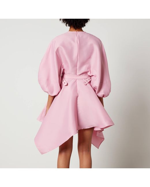 Marques'Almeida Pink Balloon Sleeve Silk-Blend Taffeta Dress
