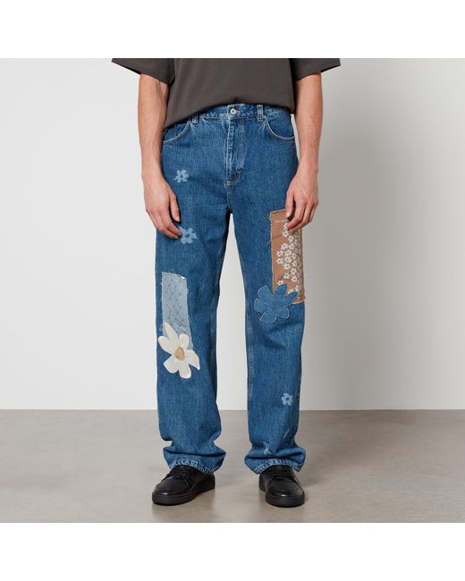 Axel Arigato Blue Zine Patchwork Denim Wide-leg Jeans for men