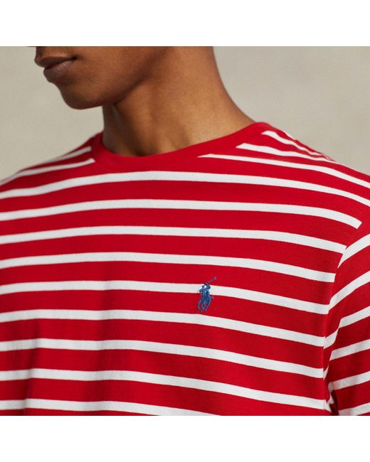 Polo Ralph Lauren Red Striped-jacquard Cotton-jersey T-shirt for men