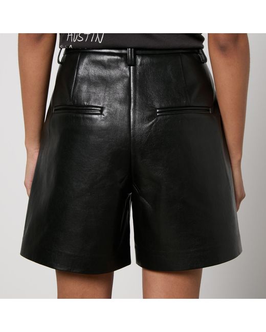Anine Bing Black Recycled Leather And Faux Leather Carmen Shorts