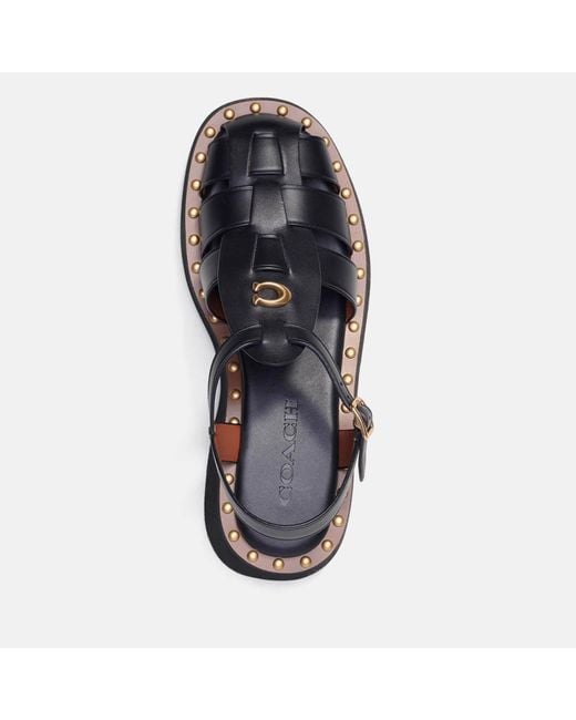 COACH Black Vivienne Leather Sandal