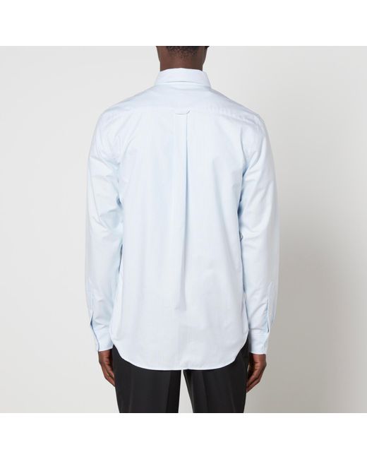 Maison Kitsuné White Striped Cotton Oxford Shirt for men