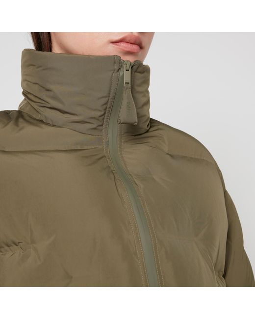 Ganni Green Hooded Quilted Shell Jacket