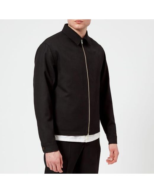 Lemaire Black Men's Wool Gabardine Short Blouson Jacket for men