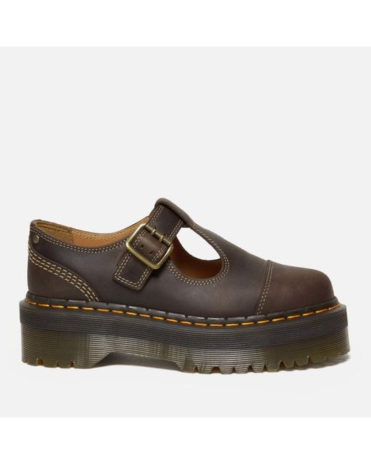 Dr. Martens Brown Bethan Leather Quad Mary-Jane Shoes