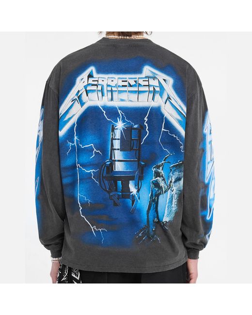REPRESENT x Metallica Blue Ride The Lightning Cotton-Blend T-Shirt for men