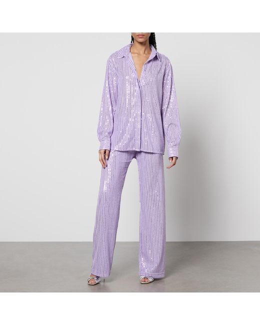 Stine Goya Purple Edel Sequined Mesh Shirt