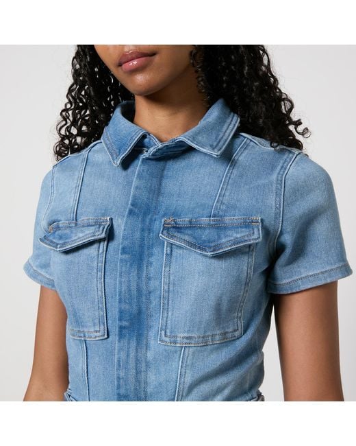 GOOD AMERICAN Blue Fit For Success Bootcut Denim Jumpsuit