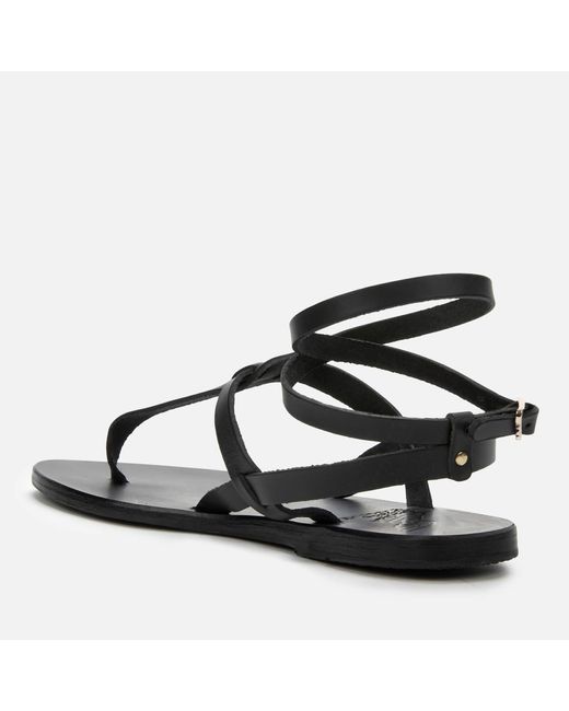 ladies black leather sandals