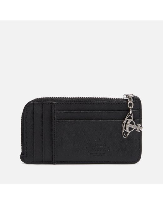 Vivienne Westwood Black Saffiano Zipped Leather Cardholder for men