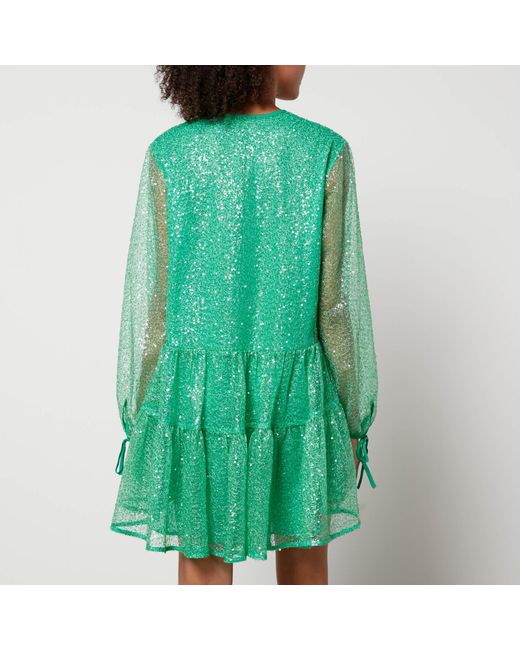 Stella Nova Green Sequined Organza Mini Dress
