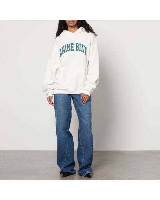 Anine Bing Gray Harvey Logo-Appliquéd Organic Cotton-Jersey Hoodie
