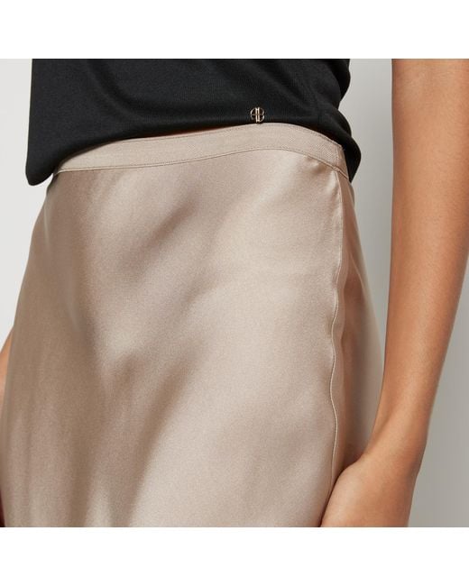 Anine Bing Natural Bias-Cut Satin-Silk Maxi Skirt