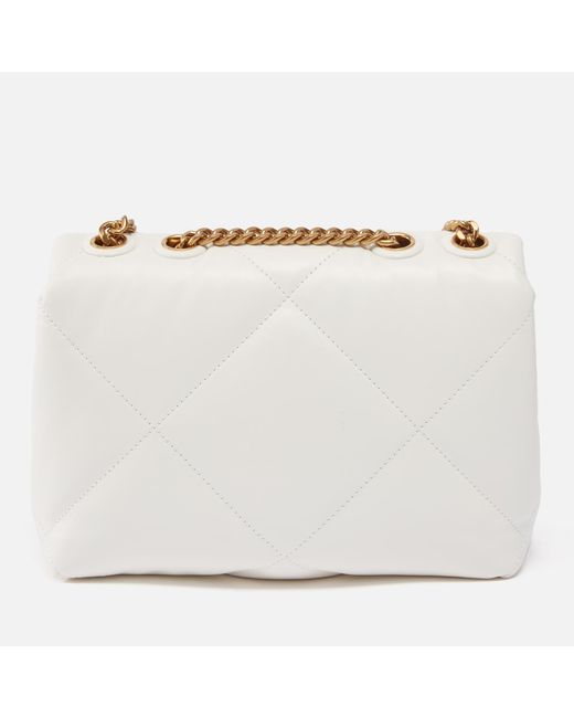 Tory Burch White Kira Diamond Quilt Small Convertible Leather Shoulder Bag