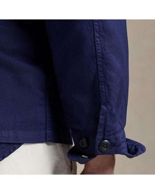 Polo Ralph Lauren Blue Linen-Blend Overshirt for men