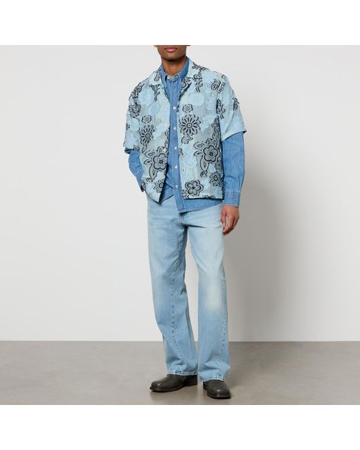 sunflower Cayo Floral Appliqué Cotton-Gauze Shirt in Blue for Men | Lyst