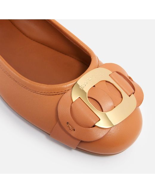 See By Chloé Brown Chany Leather Ballet Flats