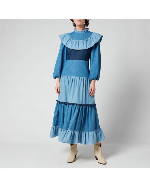 Rixo Blue Sara Denim Dress