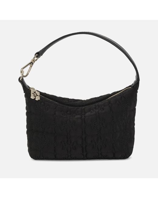 Ganni Black Butterfly Small Satin Pouch