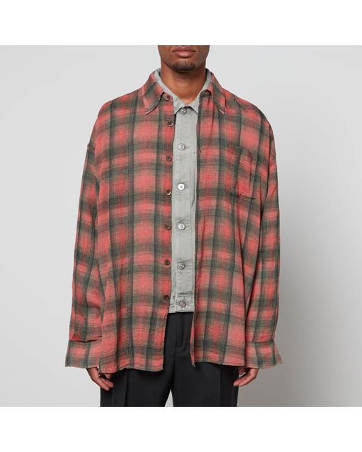Our Legacy Brown Checked Cotton-blend Crepon Shirt for men
