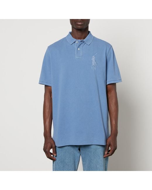 Polo Ralph Lauren Blue Big Pony Brushed Cotton Polo Shirt for men
