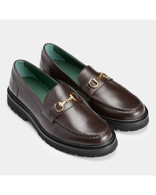 VINNY'S Brown Le Club Horsebit Snaffle Leather Loafers for men