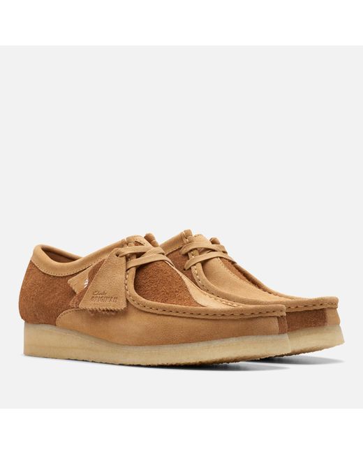 Clarks Brown Brushed Suede Wallabee Shoes for men