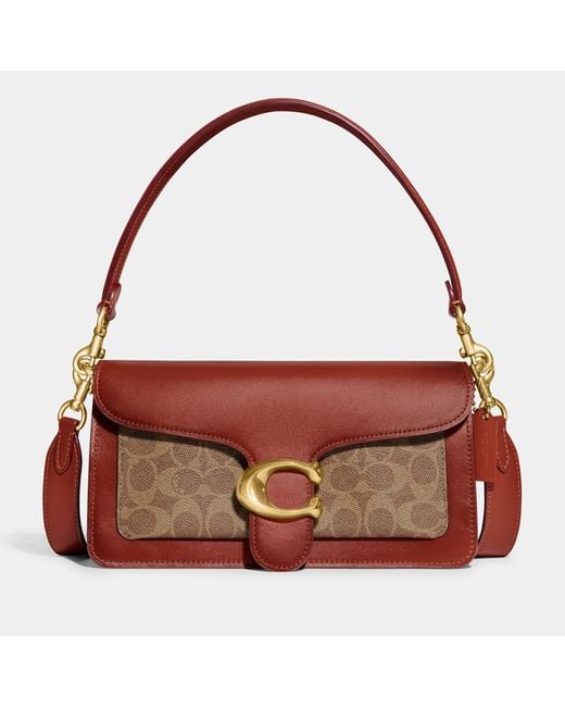 COACH Red Signature Tabby 26 Coated Canvas and Leather Shoulder Bag