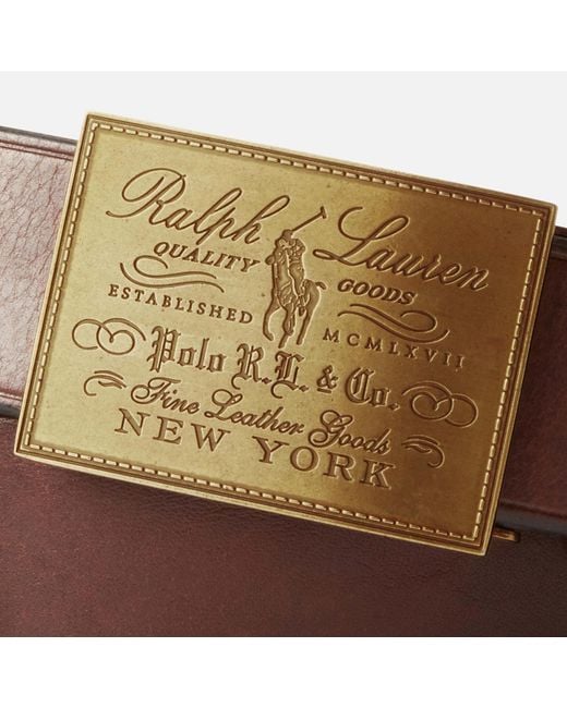 Polo Ralph Lauren Brown Heritage Leather Plaque Belt for men