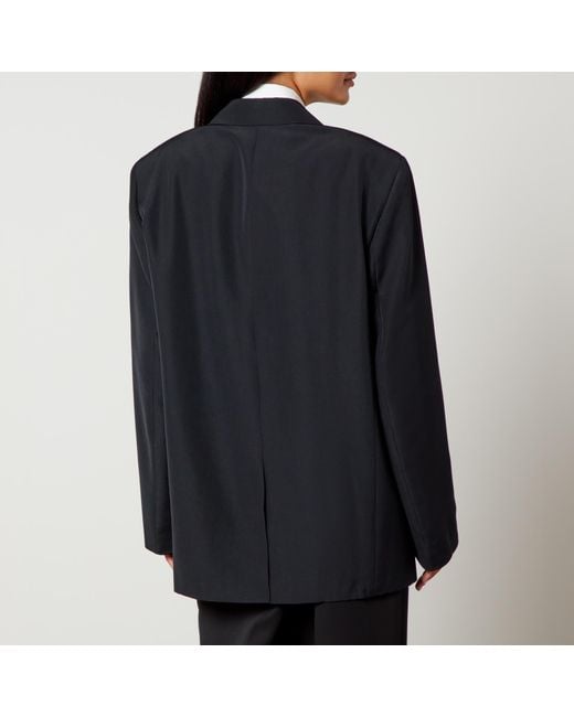 Alexander Wang Black Drapey Crepe Oversized Blazer With Cotton-Poplin Shirt