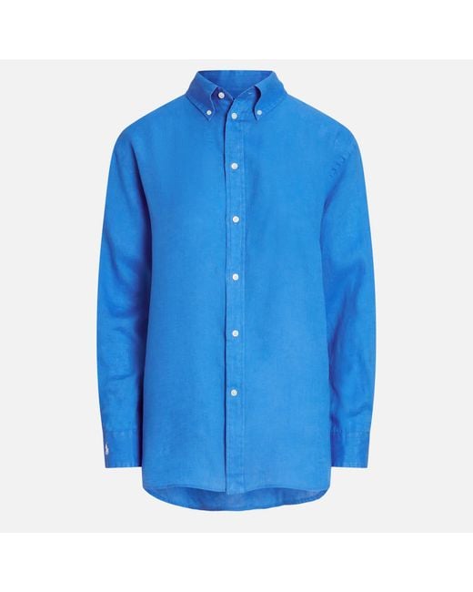 Polo Ralph Lauren Blue Long Sleeve Linen Shirt