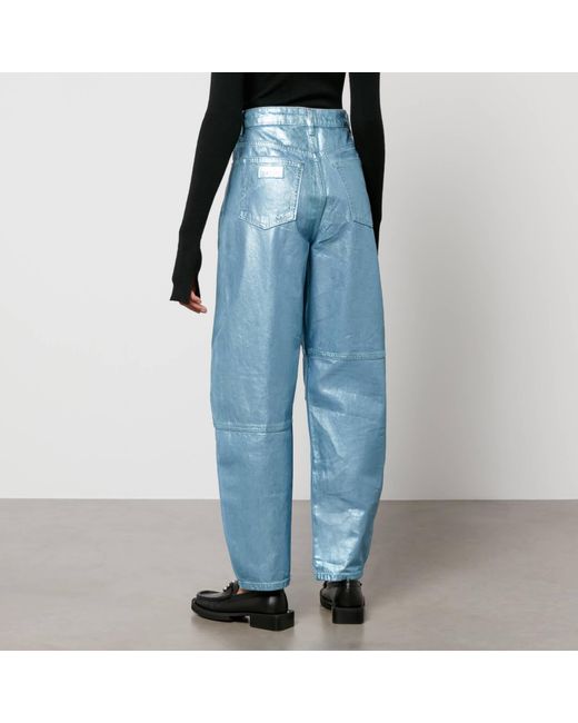 Ganni Blue Stary Metallic Organic Denim Tapered Jeans