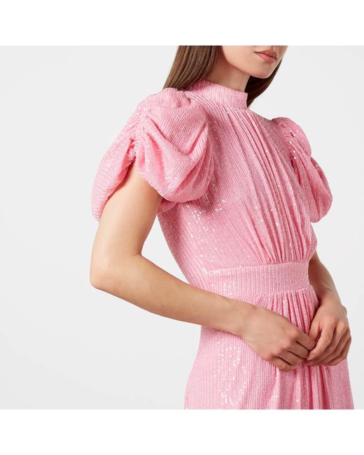 ROTATE BIRGER CHRISTENSEN Pink Noon Sequinned Plissé Dress