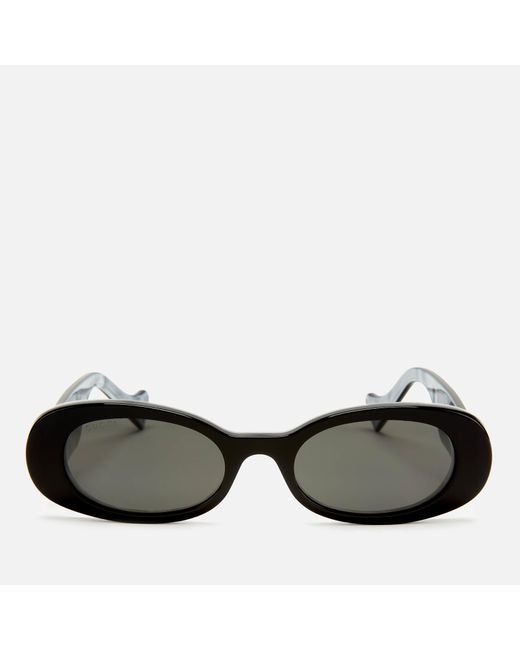Gucci Black Oval Frame Acetate Sunglasses