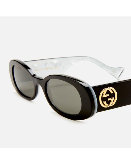 Gucci Oval Frame Acetate Sunglasses in Black - Save 28% - Lyst