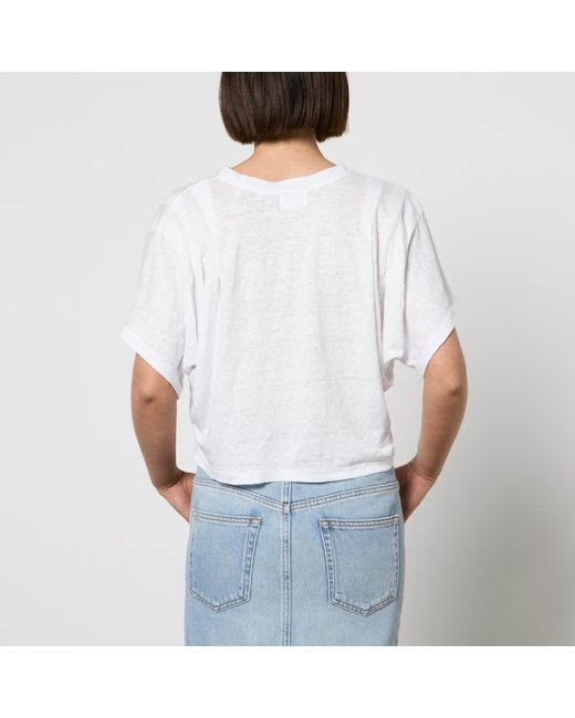 Isabel Marant White Kyanza Logo-Print Linen T-Shirt