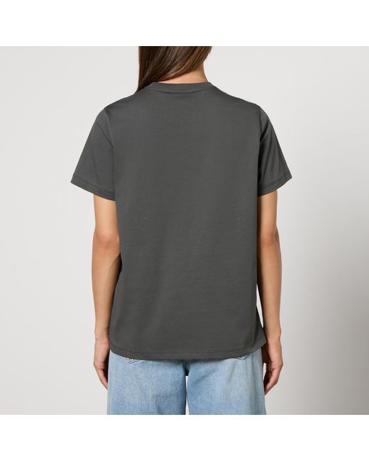Ganni Gray Basic Logo-Print Cotton-Jersey T-Shirt