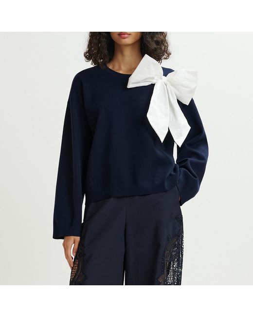 Essentiel Antwerp Blue Hoslo Bow Knitted Jumper