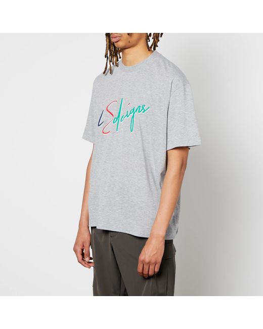 4SDESIGNS Gray Script Motif T-shirt for men