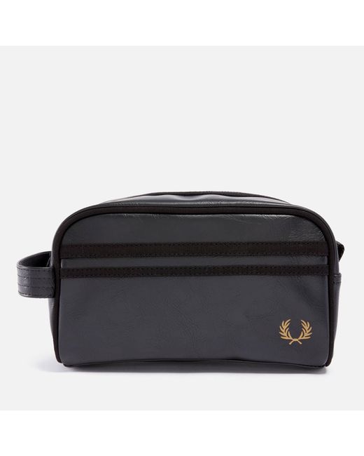 Fred Perry Faux Leather And Canvas Wash Bag in Black for Men Lyst