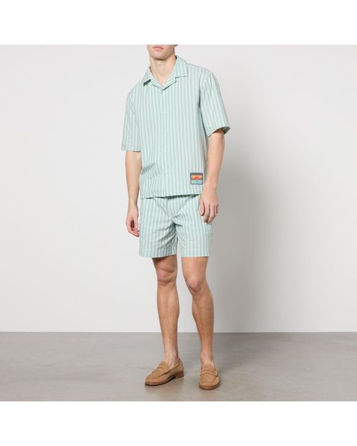 Maison Kitsuné Green Resort Striped Cotton Shirt for men