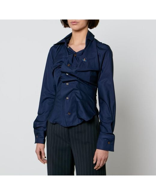 Vivienne Westwood Blue Drunken Asymmetric Cotton-Poplin Shirt