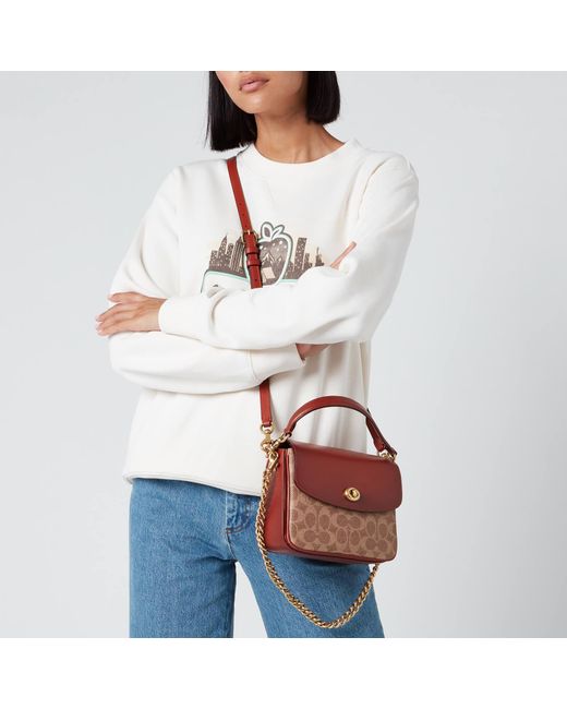 COACH Signature Cassie Coated Canvas Crossbody 19 Bag in Red Lyst