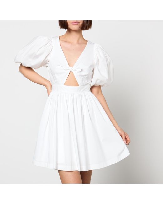 ROTATE BIRGER CHRISTENSEN White Cotton-Blend Poplin Mini Dress
