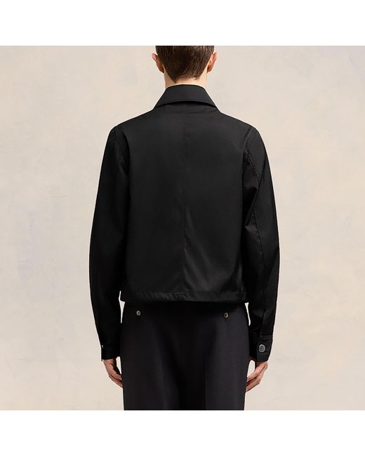 AMI Black Technical Twill Button-Down Jacket for men