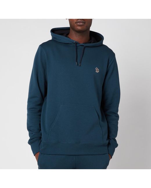 Paul Smith Mens Zebra Badge Logo Regular Fit Zipped Zip Hoody Hoodies In Blue